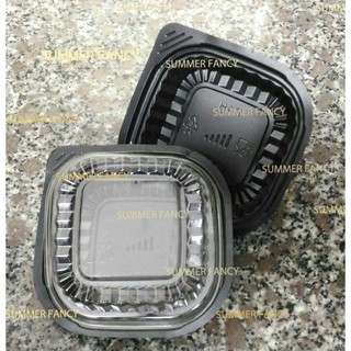 Hộp nhựa đế đen HT12 nắp trong đựng bánh Trung thu đựng vừa bánh 9cm, rau câu, bánh da heo