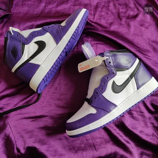 Giày Bóng Rổ Air Jordan 1 AJ1 Màu Trắng Tím Năng Động Thời Trang 555088-500