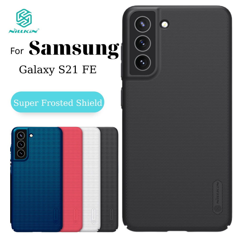 Ốp Điện Thoại Samsung Galaxy S21 FE Nillkin Super Frosted Shield vật liệu PC cứng chống vân tay chống sốc có giá đỡ