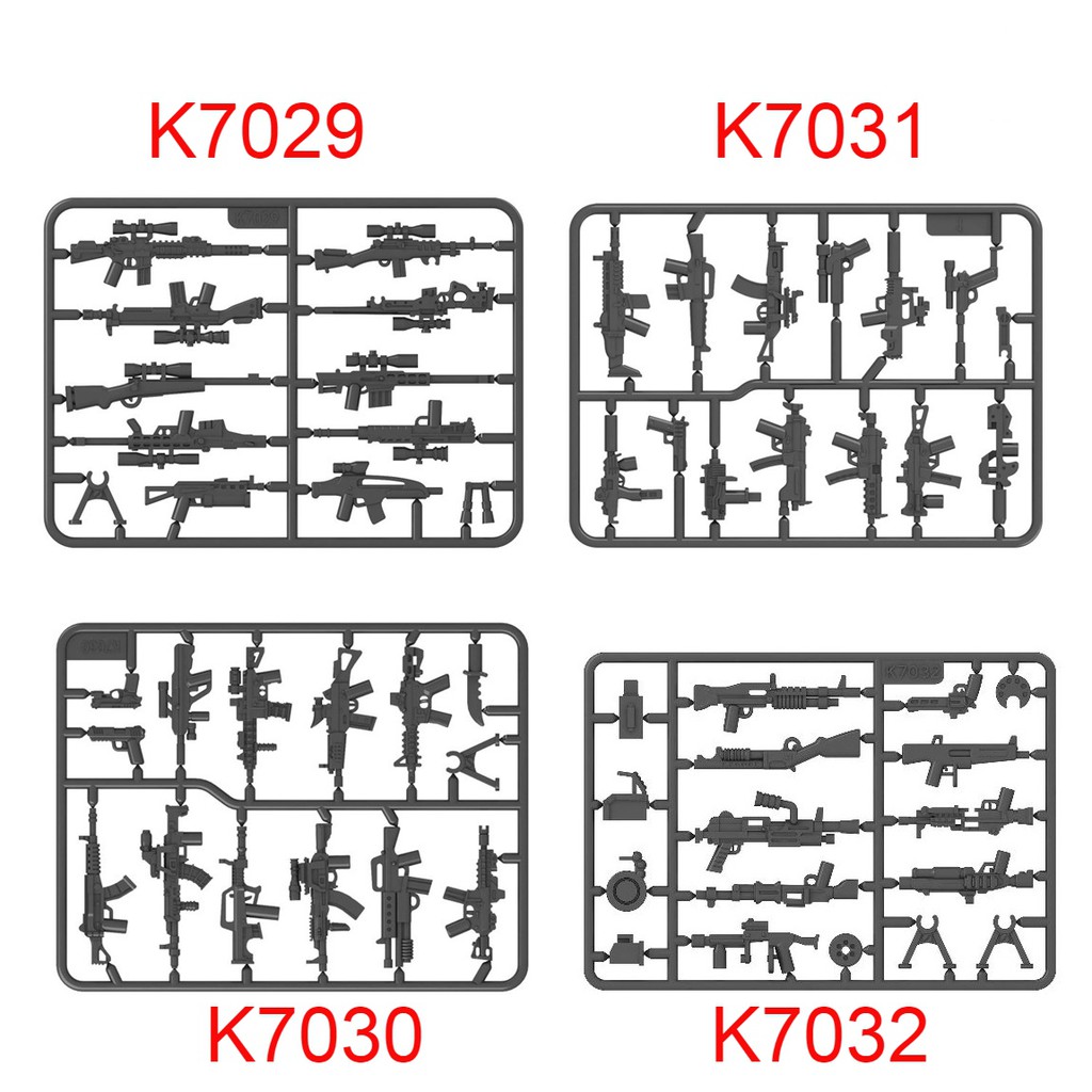 Một Vỉ Phụ Kiện Vũ Khí Hiện Đại Cho Lính Đặc Nhiệm NO.420 K7029 K7030 K7031 K7032 - Phụ Kiện MOC Army Swat
