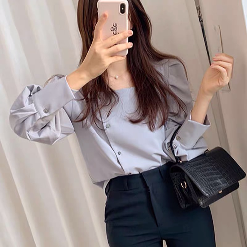 Áo sơ mi dài tay dáng ôm phong cách Hàn Quốc (Fr4841599)