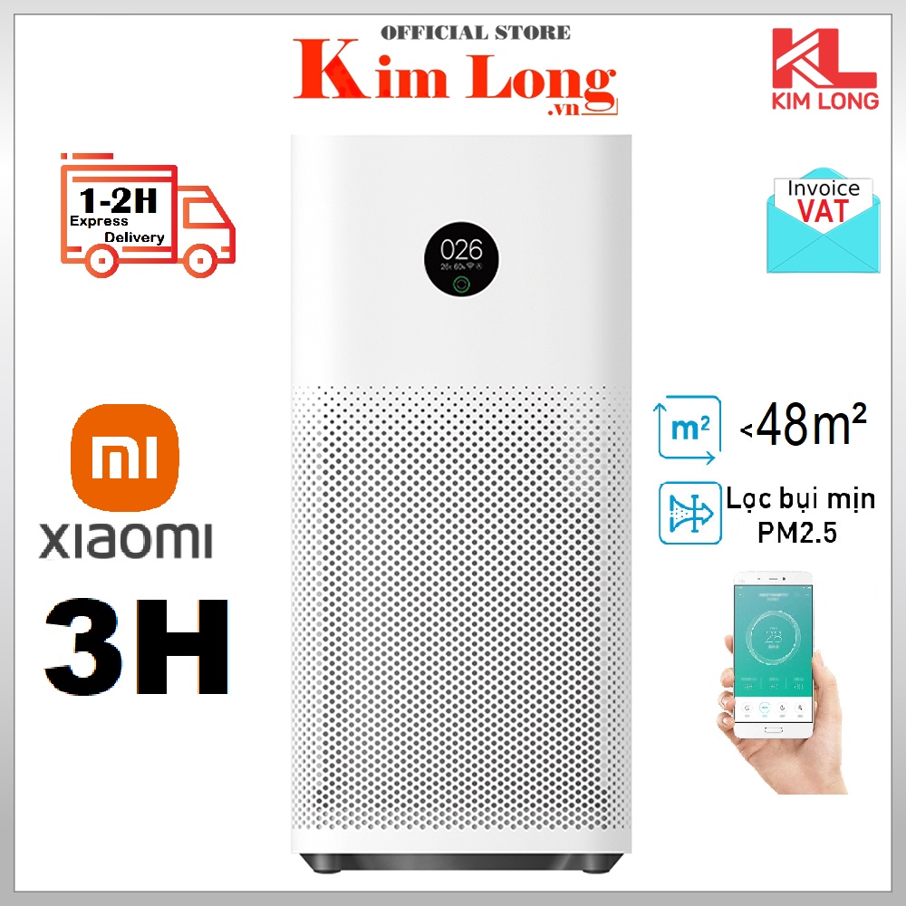 Máy lọc không khí Xiaomi Air Purifier 3H I 3 Bản quốc tế, lọc bụi 0.3μm, khử mùi, AC-M6-SC - Bảo Hành 12 tháng