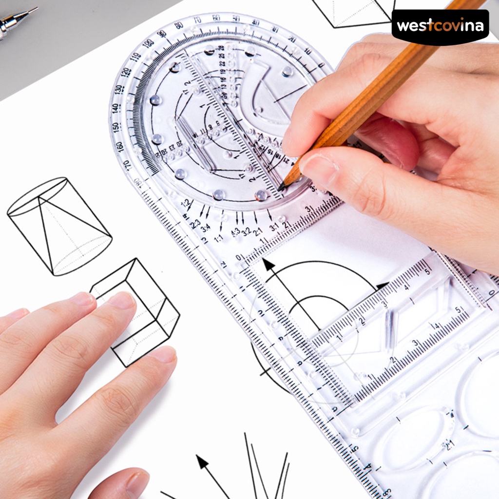 [Hot]✍Thước Vẽ Phác Thảo Chuyên Nghiệp Bằng Nhựa Trong Suốt Đa Năng