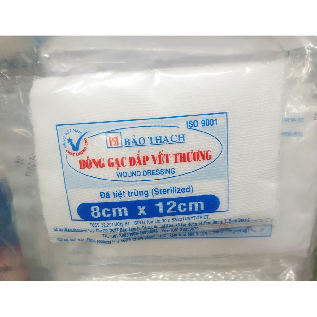 ✅ Bông Gạc Đắp Vết Thương- Bảo Thạch (Gói 10 miếng), Gạc Y Tế Tiệt Trùng -VT0213