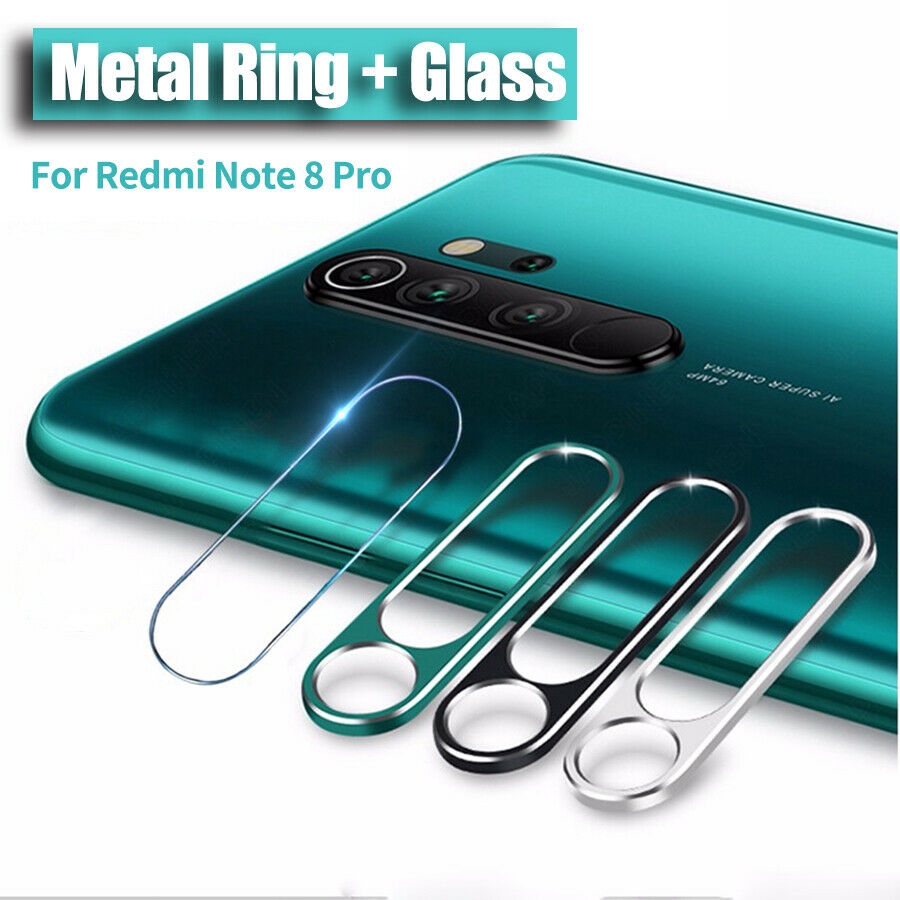 Bộ kính cường lực + vòng bảo vệ ống kính máy ảnh điện thoại bằng kim loại cho Xiaomi Redmi Note 8 Pro (Có bán lẻ)