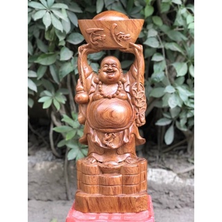 Di lặc dâng bát vàng cao 50x18x15 gỗ hương nam phi đẹp