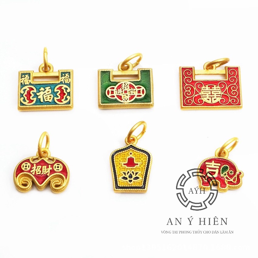 Charm Khóa đỏ vuông chữ Hỷ #C267( An Ý Hiên)