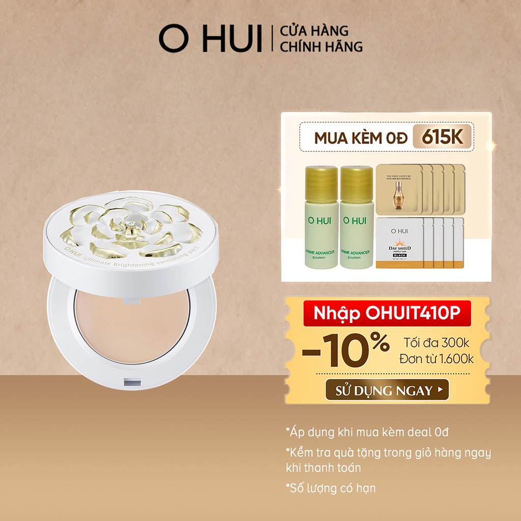 [Mã FMCGMALL -8% đơn 250K] Phấn Phủ Dưỡng Trắng Dạng Nén OHUI Ultimate Britening Varnishing Pact SPF30PA++ 9g