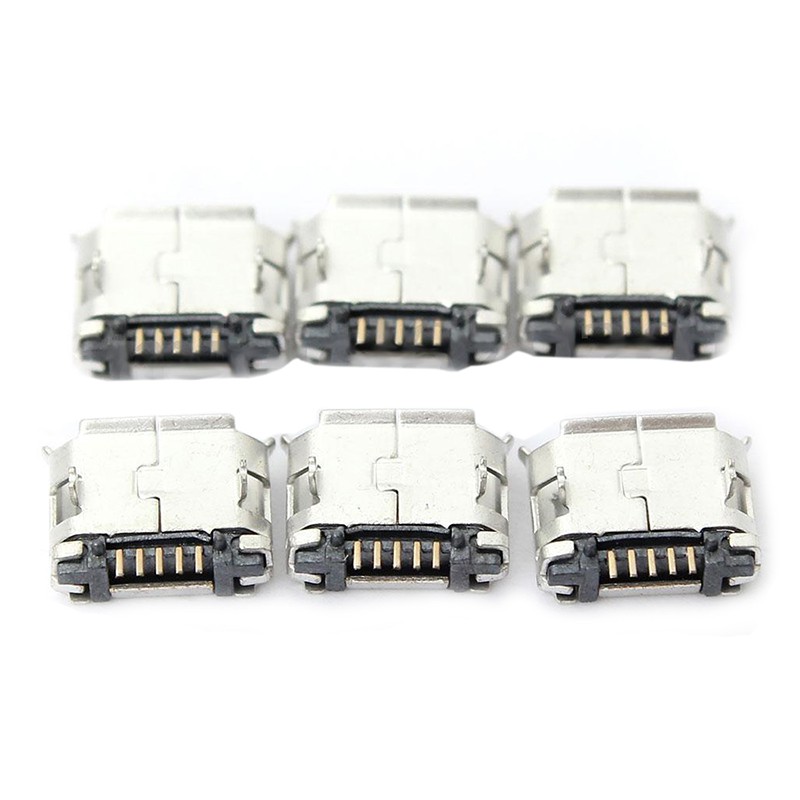 60Pcs Micro-USB B Female 5 Pin SMT Placement SMD DIP Socket Connector