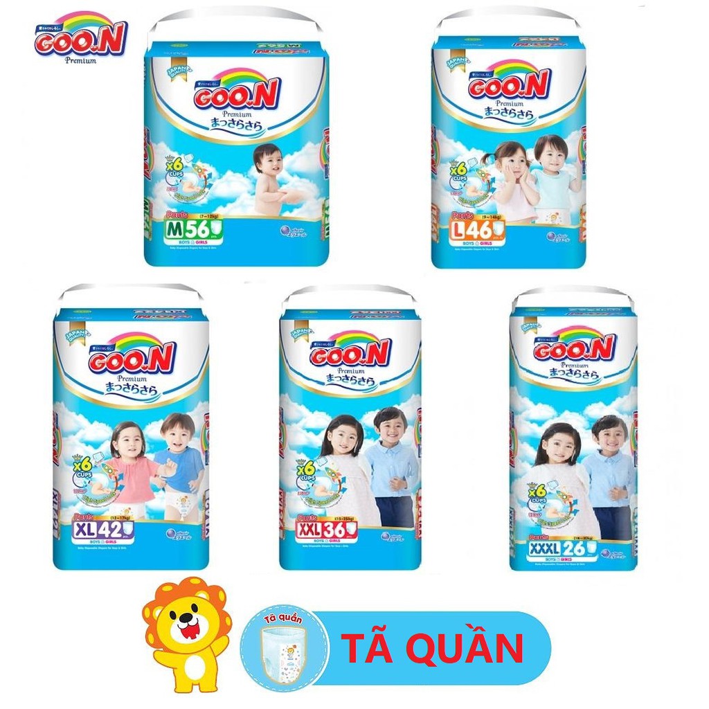 Tã quần/dán Goo.N Premium NB70 / S64 / M60 / L50 / XL46 / M56 / L46 / XL42 / XXL36 / XXXL26