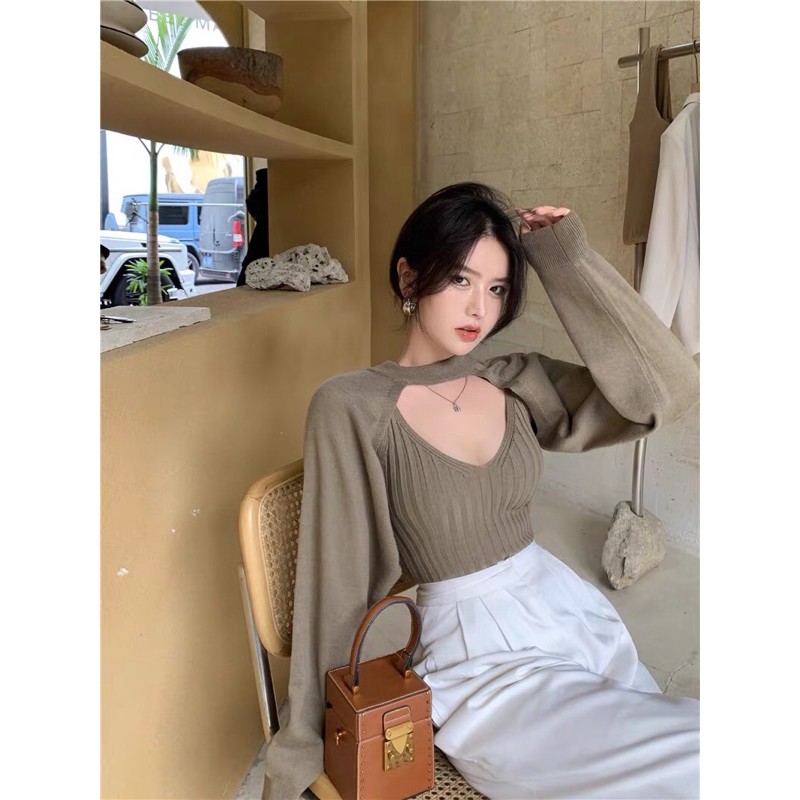 SET Áo Dây + Khoác Tay Dài Len Siêu Hot | BigBuy360 - bigbuy360.vn