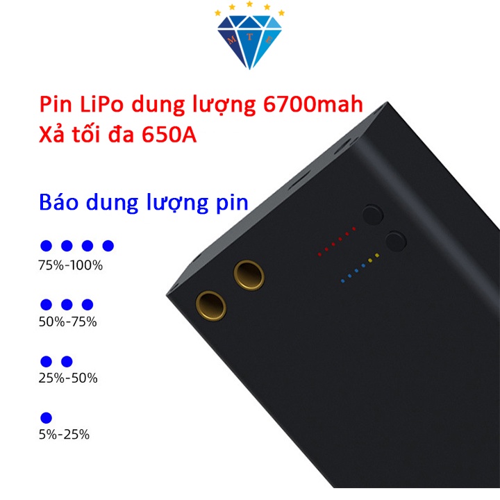 Máy Hàn Cell Pin Mini Kerpu 6700mAh Xả 650A Vỏ Nhôm (tặng kèm cáp sạc Type-C, kẽm hàn, dũa)