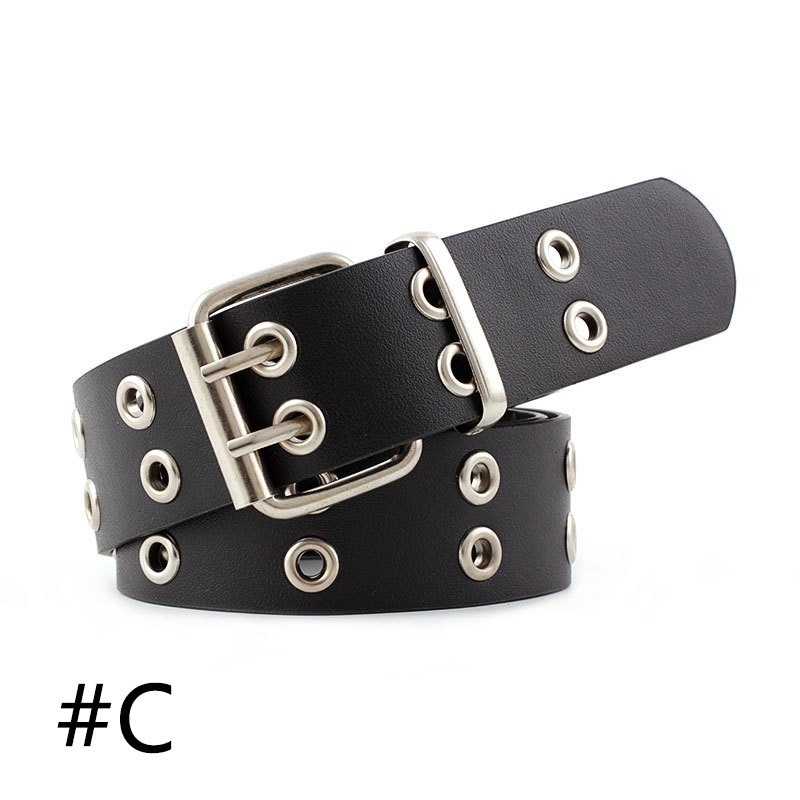 Thắt Lưng Da Màu Trơn Khóa Đôi Thời Trang Cho Nữ