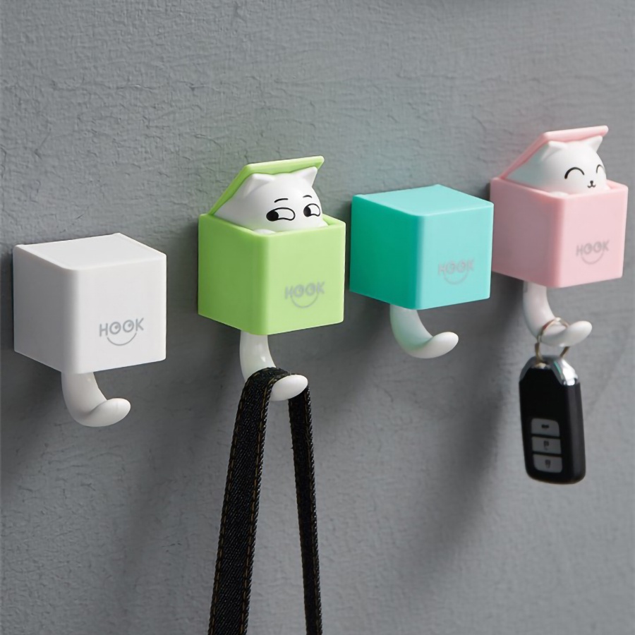 Móc treo chìa khoá, móc dán tường dễ thương mèo gật gù_MEO