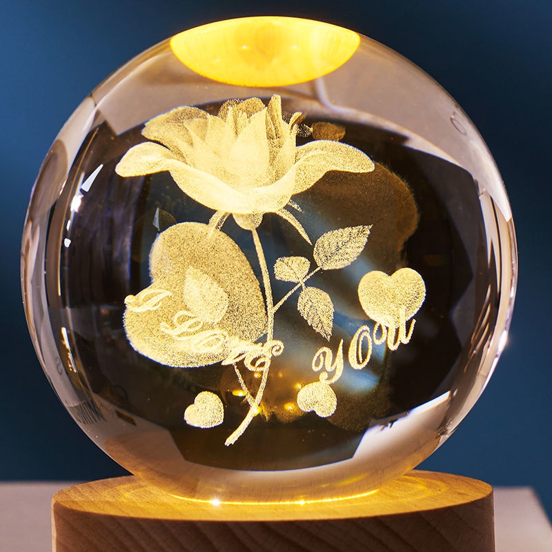 Đèn Ngủ Hình Quả Cầu Pha Lê 520 Dùng Trang Trí Phòng Ngủ/Làm Quà Tặng