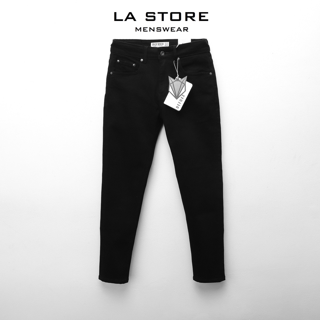 Quần jeans đen trơn DEFOXX form slimfit - Quần jean nam cao cấp - LA STORE MENSWEAR