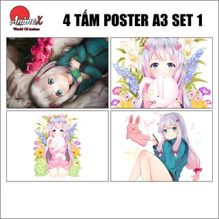 Set 4 Tấm Poster Anime Eromanga Sensei - Tác Giả Đào Hoa - Áp Phích Dán Tường Dán Kính  By AnimeX