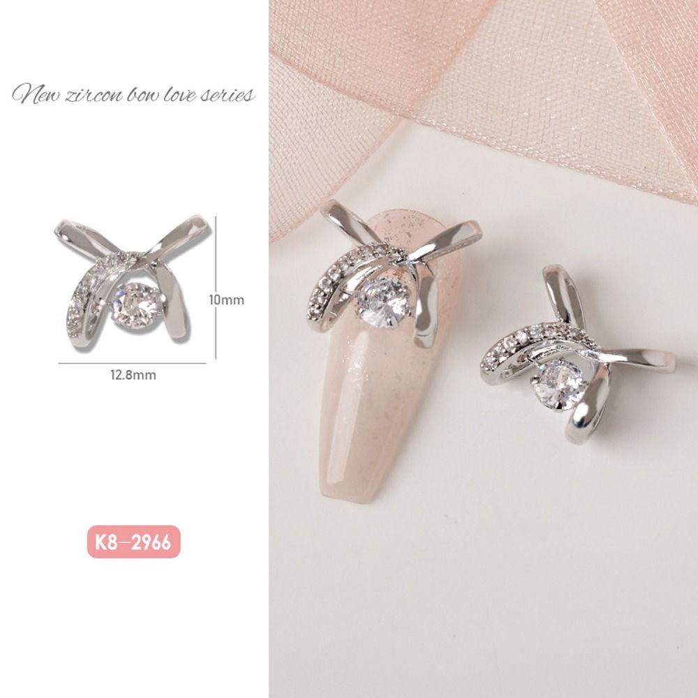 Móng Tay Giả|Phụ Kiện Kim Loại Cao Cấp Chuyên Dụng Cho Xe Hơi|Phụ Kiện Trang Trí Móng Tay Hình Nơ Bằng Hợp Kim Sang Trọng