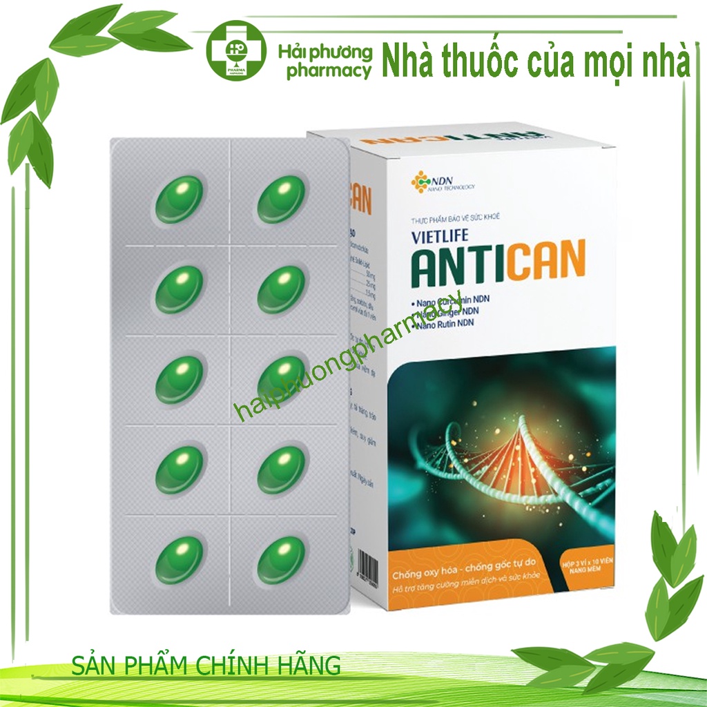 Vietlife Antican – Hỗ trợ chống oxy hóa, ngăn ngừa ung bướu cho người ung thư 30 viên