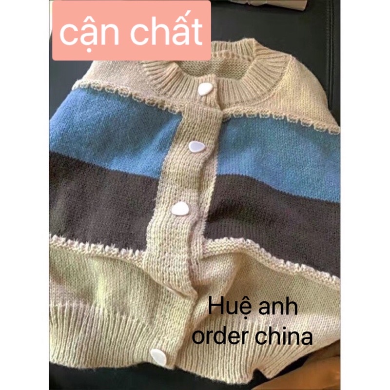 Áo len dáng ngắn phối màu hàng QC