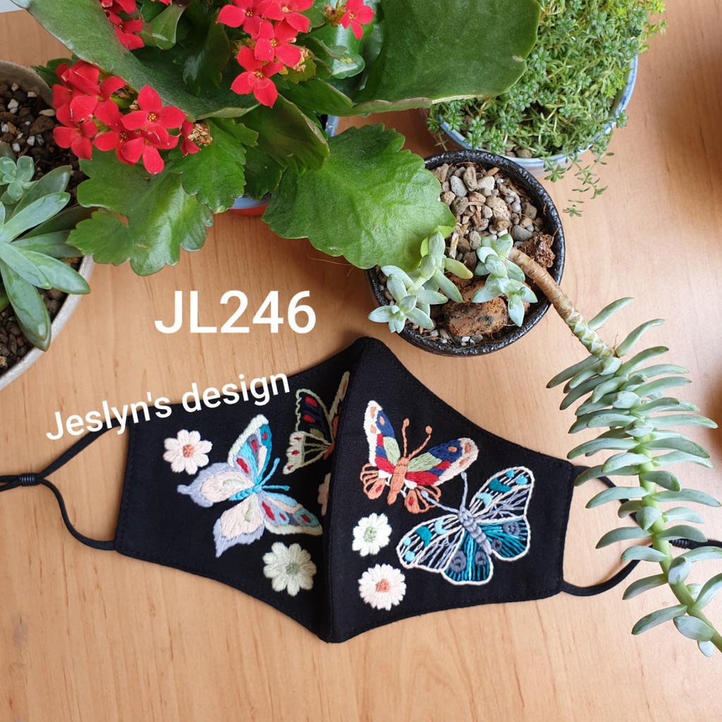 Khẩu trang thêu tay vải linen JL246X - Handmade embroidered face masks