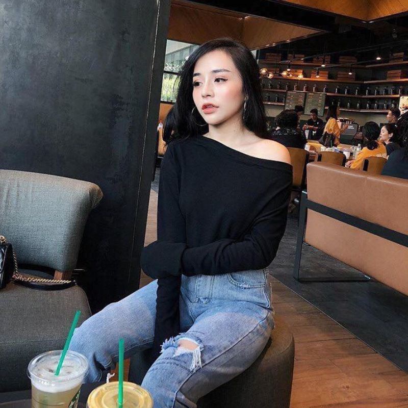 ÁO THUN LỆCH VAI TAY DÀI SIÊU SEXY NHIỀU MÀU