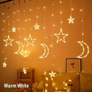 Dây đèn Led 3.5m 138 bóng hình ngôi sao mặt trăng trang trí nhà cửa
