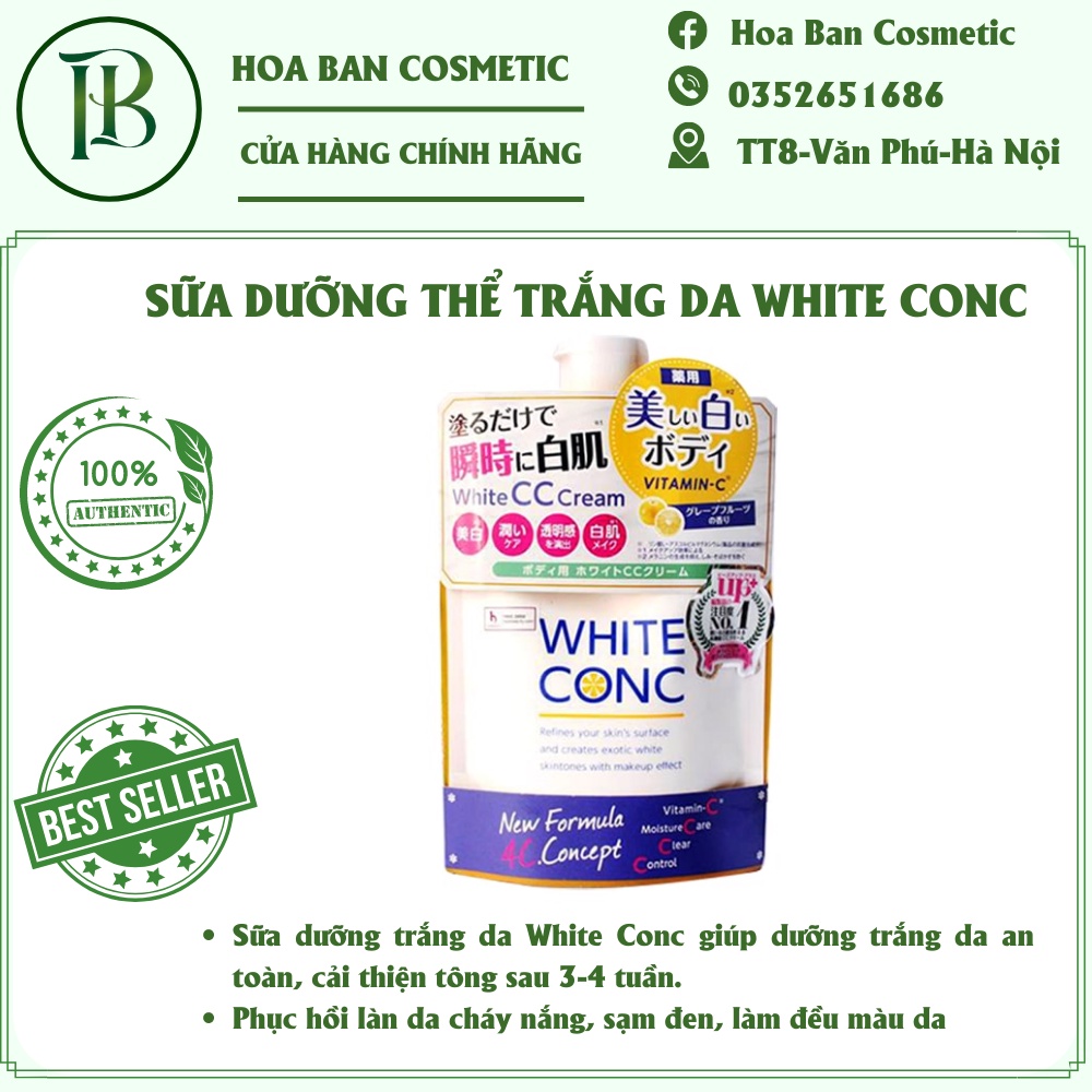 Sữa dưỡng thể trắng da White Conc Body White CC Cream Nhật Bản 200g