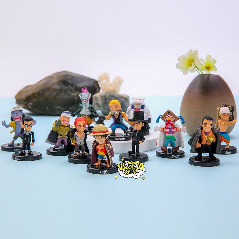 Mô hình One Piece - Set 12 mẫu Luffy Rucci Kuro Shanks Buggy Enel Crocodile Wapol Moriah Along Morgan Krieg - Cao 4~5cm