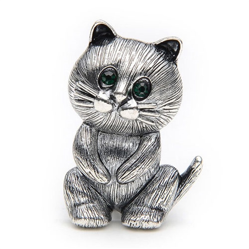 Ghim Cài Áo Hình Mèo Hoạt Hình Bằng Hợp Kim Chống Chói Phong Cách Retro Thời Trang