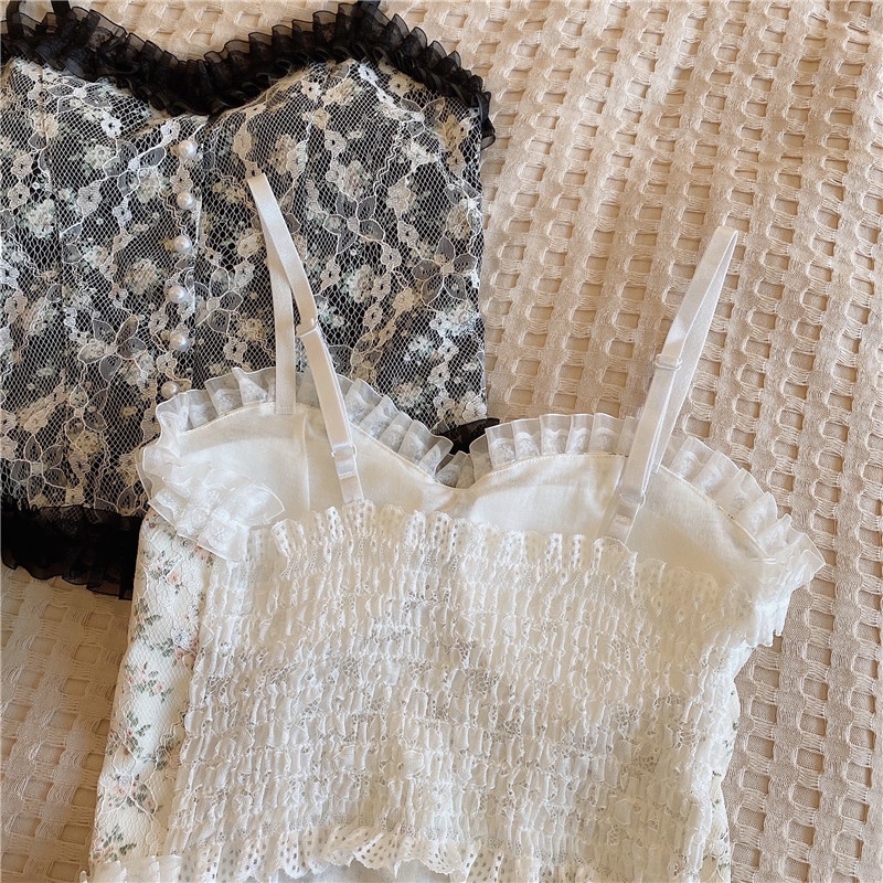Áo Bra 2 Dây Có Đệm Ngực Thiết Kế Họa Tiết Hoa Nhí Phối Ren Đính Khuy Ngọc Phong Retro Hot Nhất 2022 | BigBuy360 - bigbuy360.vn