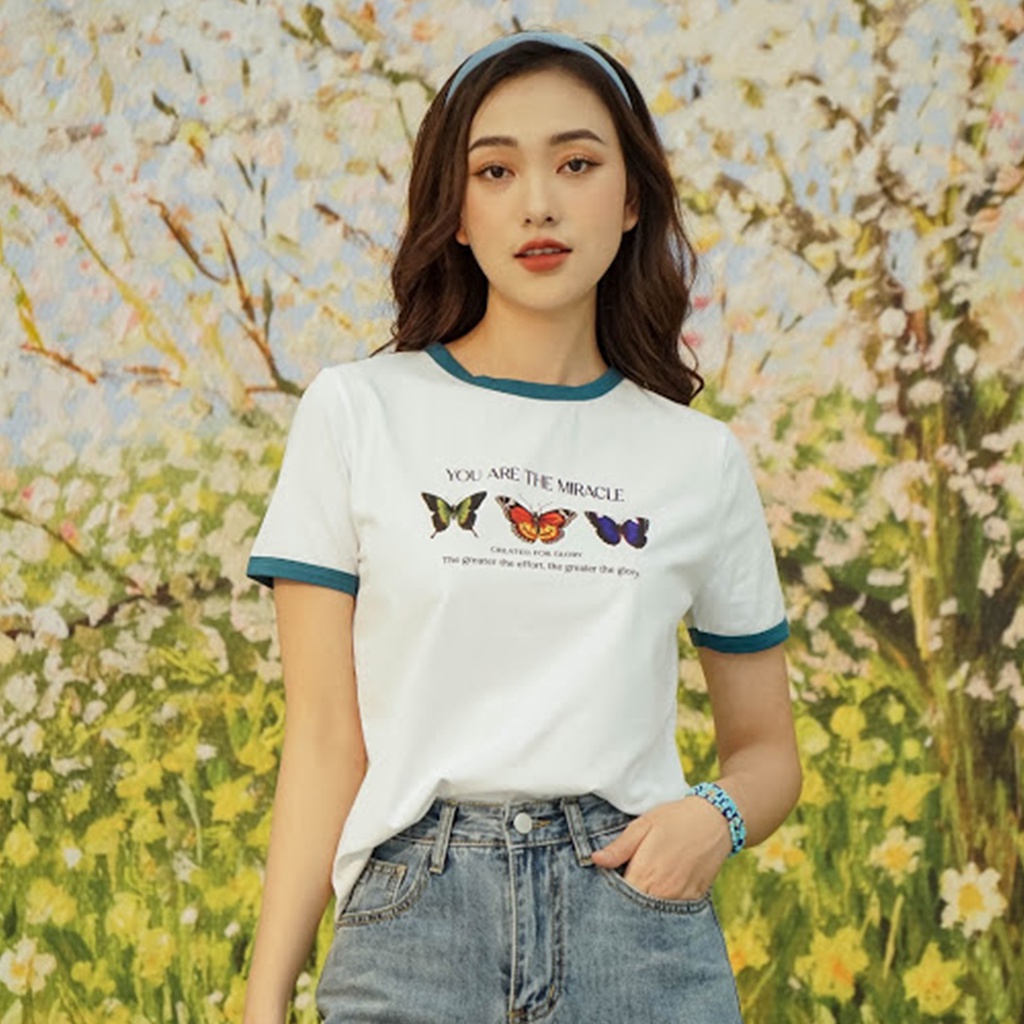 Áo thun tay lỡ Méo shop phông nữ cổ tròn cotton in chữ Miracle form rộng có size