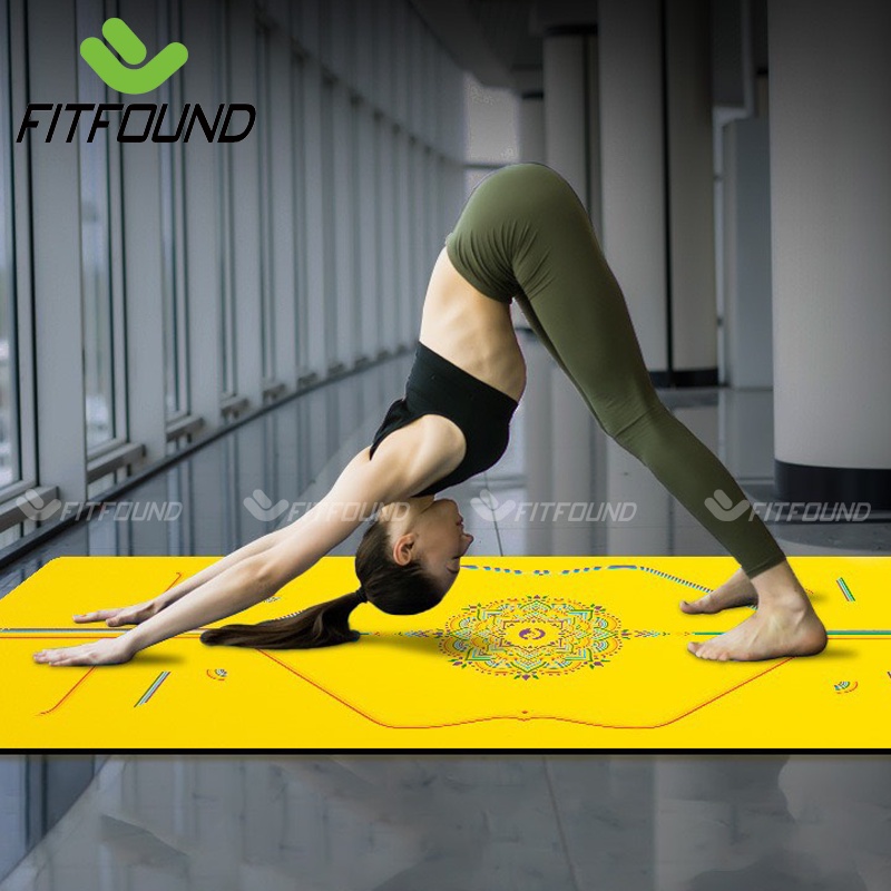 Thảm Cao Su Pu Tập Yoga Gym Pilates Chống Trơn Trượt In Định Tuyến Cầu Vồng FITFOUND