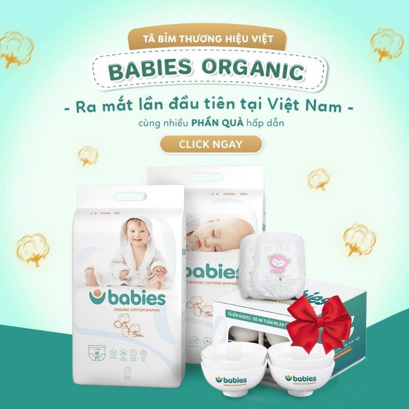 Tã Bỉm Dán/Quần Babies Organic an toàn cho bé S66/M56/L46/M54/L50/XL46/XXL40