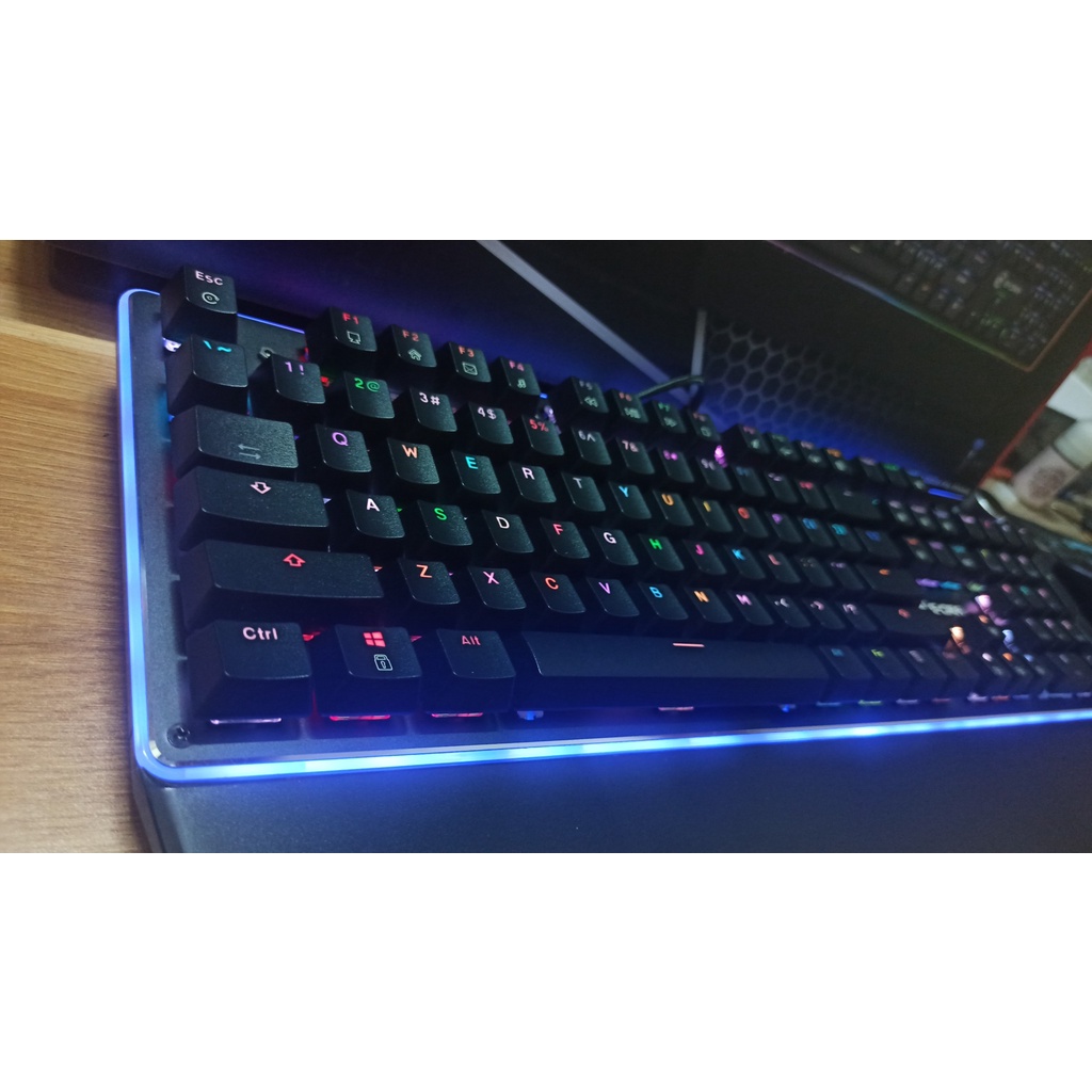 Bàn Phím Cơ Gaming EDRA EK308 RGB PLUS | Bàn Phím Có Dây Quang Cơ Viền Led | Bàn Phím Chống Nước Có Kê Tay | Có Núm