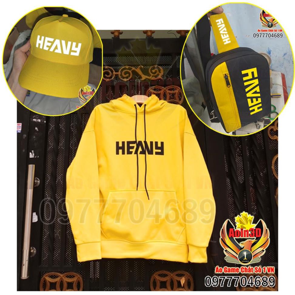 XẢ KHO -  COMBO Team Heavy - Áo Hoodie Heavy - Balo chéo Heavy - Mũ Phản Quang Heavy Shop Aoin3D  / co size trẻ e