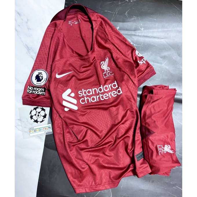 Set Bộ quần áo bóng đá vải gai mịn clb liverpool áo đỏ quần đỏ 2022 2023