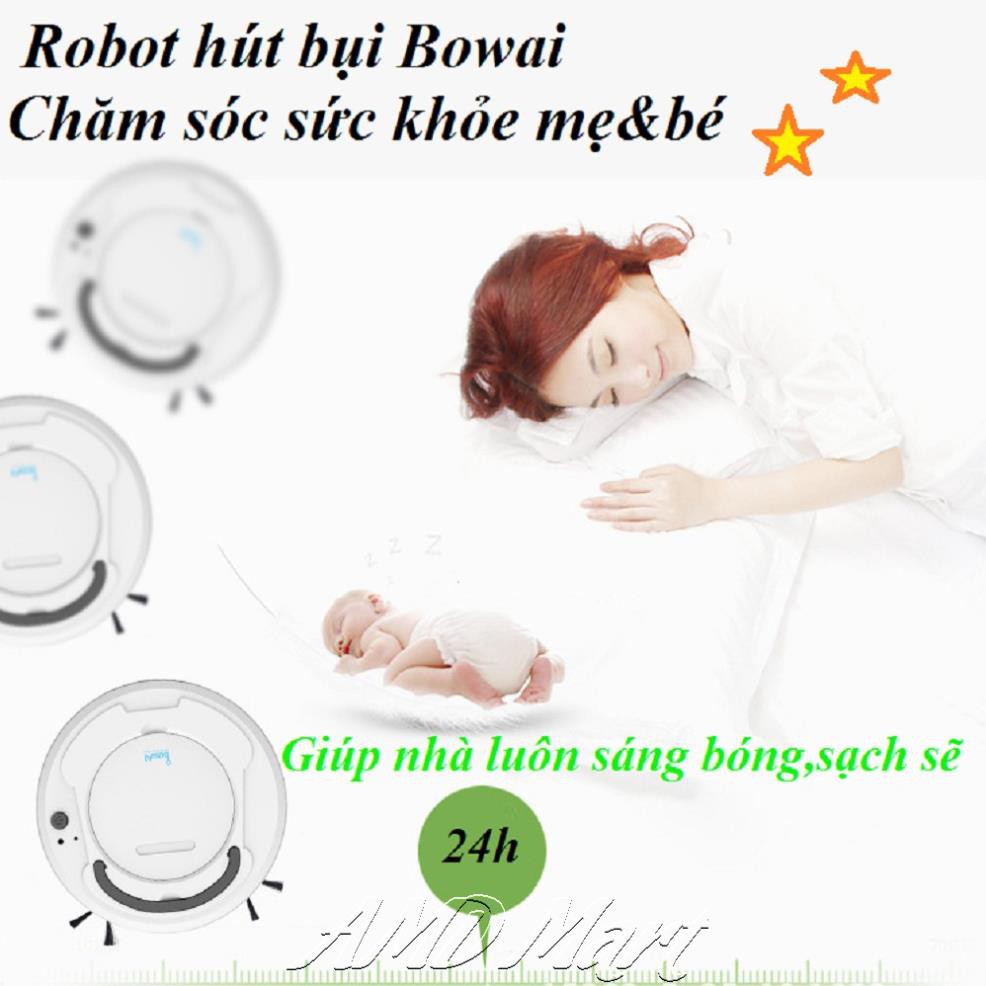 ROBOT HÚT BỤI LAU NHÀ BOWAI  Tự Động Hút Bụi-Quét-Lau Sàn -Cảm Ứng Thông Minh.