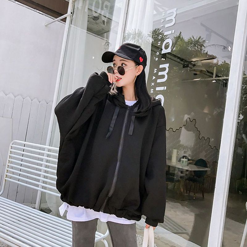 Áo Hoodies tay dài phối khoá kéo chất nhung giữ ấm cho phái nữ | BigBuy360 - bigbuy360.vn