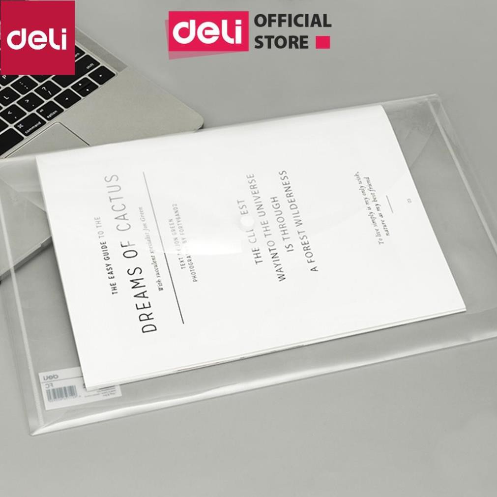 Túi cúc trong suốt đựng tài liệu Deli - có khuy clear bag khổ A4 - 1 chiếc - EF11312 [Deli]