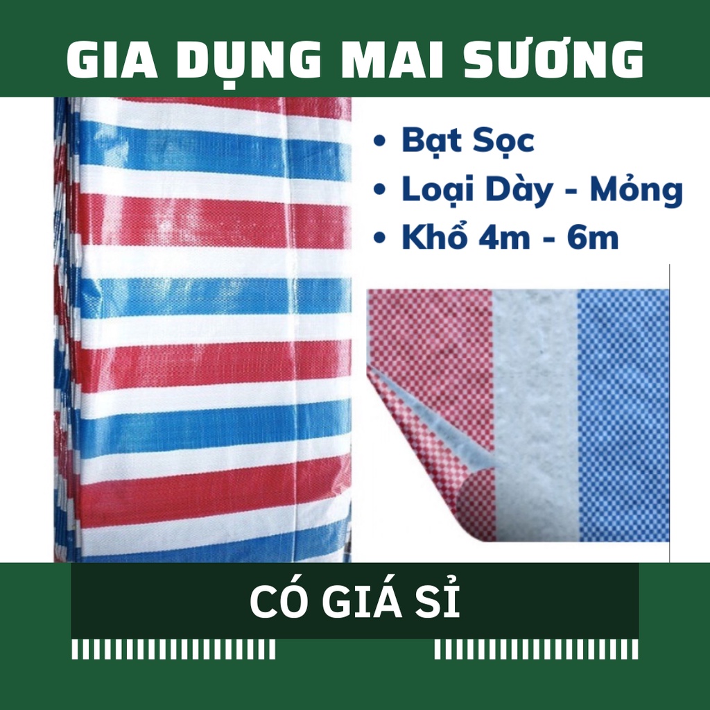 [Giá Sỉ] Bạt Sọc DÀY Khổ 4m - 6m, che mưa che nắng, che công trình