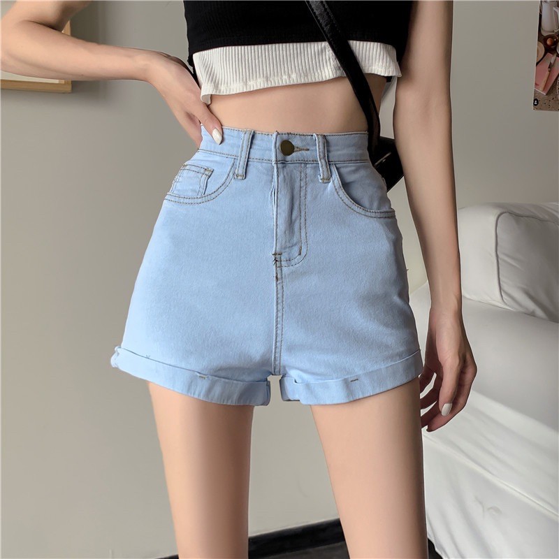 [Có sẵn+ảnh thật] Quần short nữ cạp cao co dãn phong cách Hàn Quốc | BigBuy360 - bigbuy360.vn