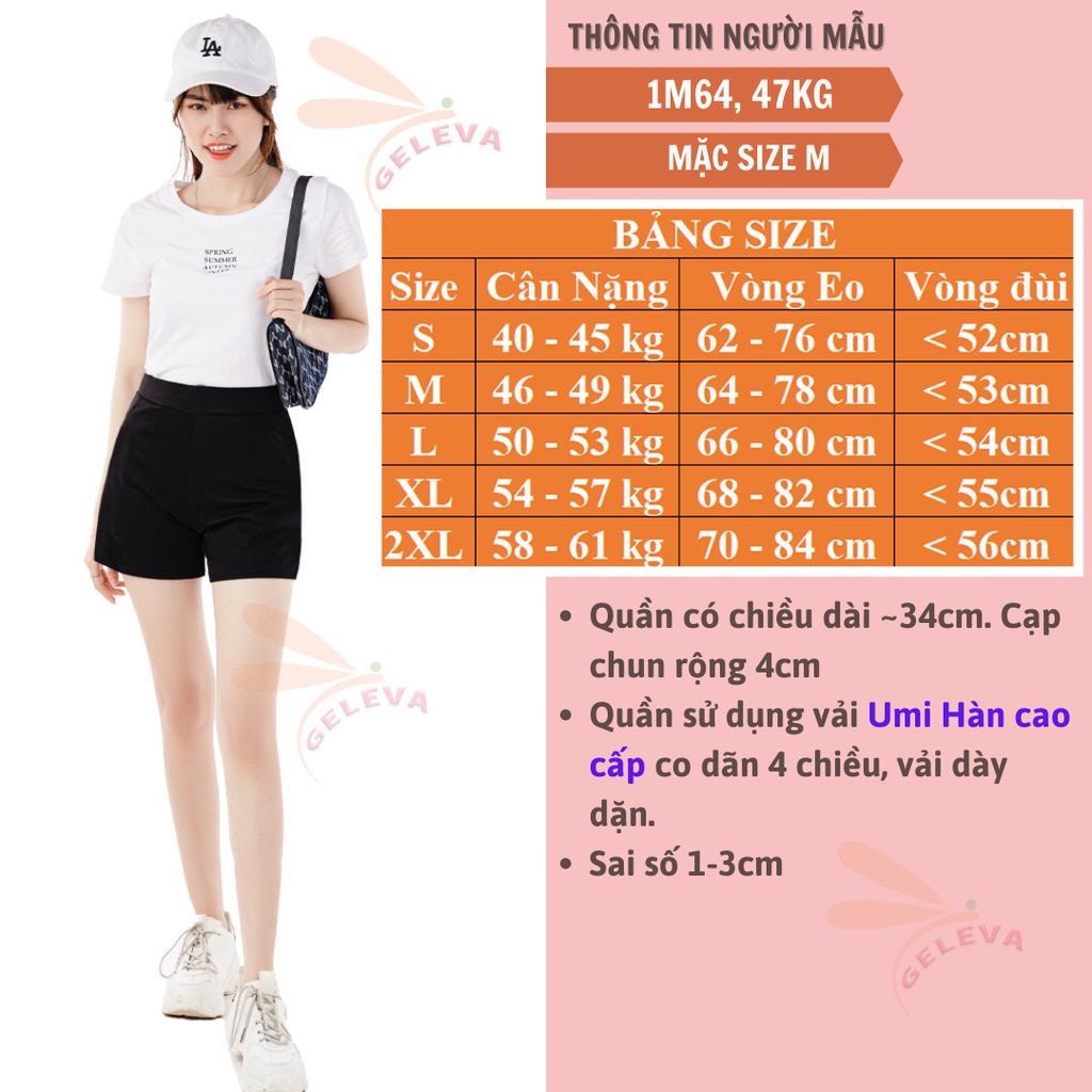 Quần short nữ chất Umi Hàn co dãn Cao cấp dày dặn, Quần sooc đùi nữ vải thun ôm mông Geleva LEG428 | BigBuy360 - bigbuy360.vn