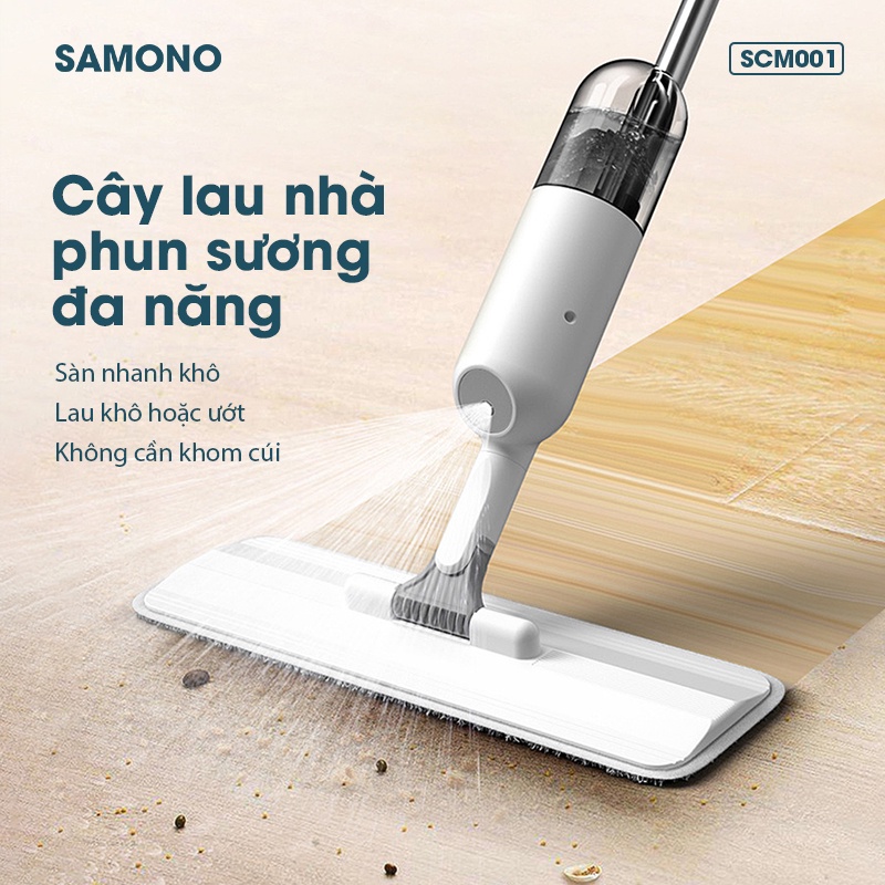 Cây lau nhà phun sương đa năng SAMONO SCM001 đầu xoay 360 độ linh hoạt - hai chế độ lau khô ướt - Bảo hành chính hãng