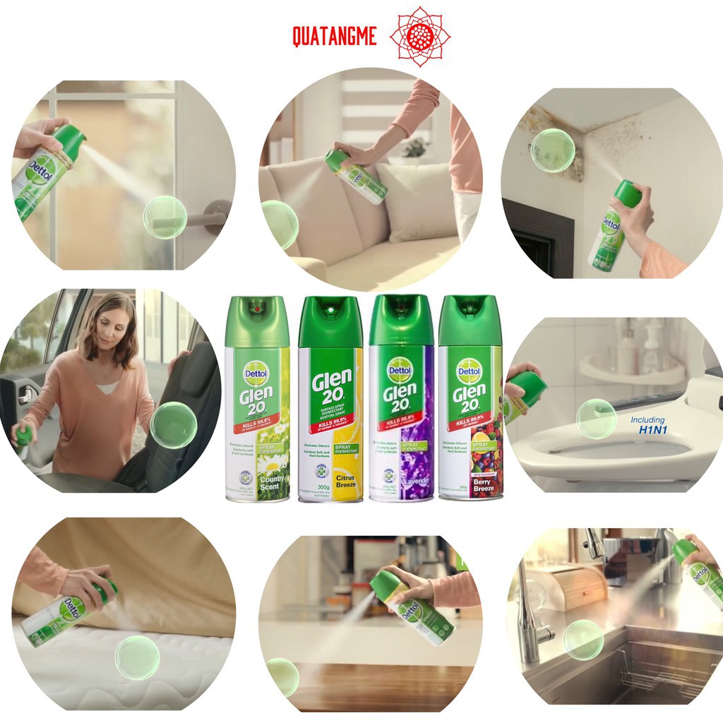 Bình Xịt Diệt Khuẩn và Virus Dettol Glen 20 Spray Disinfectant 300g | BigBuy360 - bigbuy360.vn