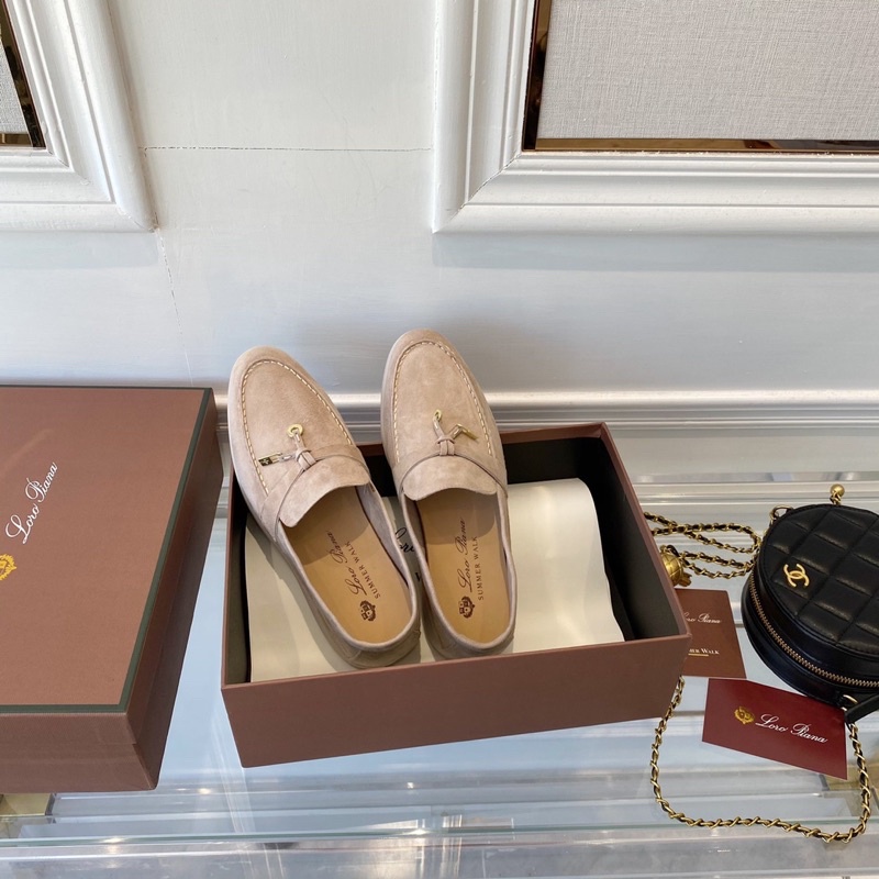 Giày lười da cho nữ thương hiệu Loro Piana da thật cao cấp bản da lộn