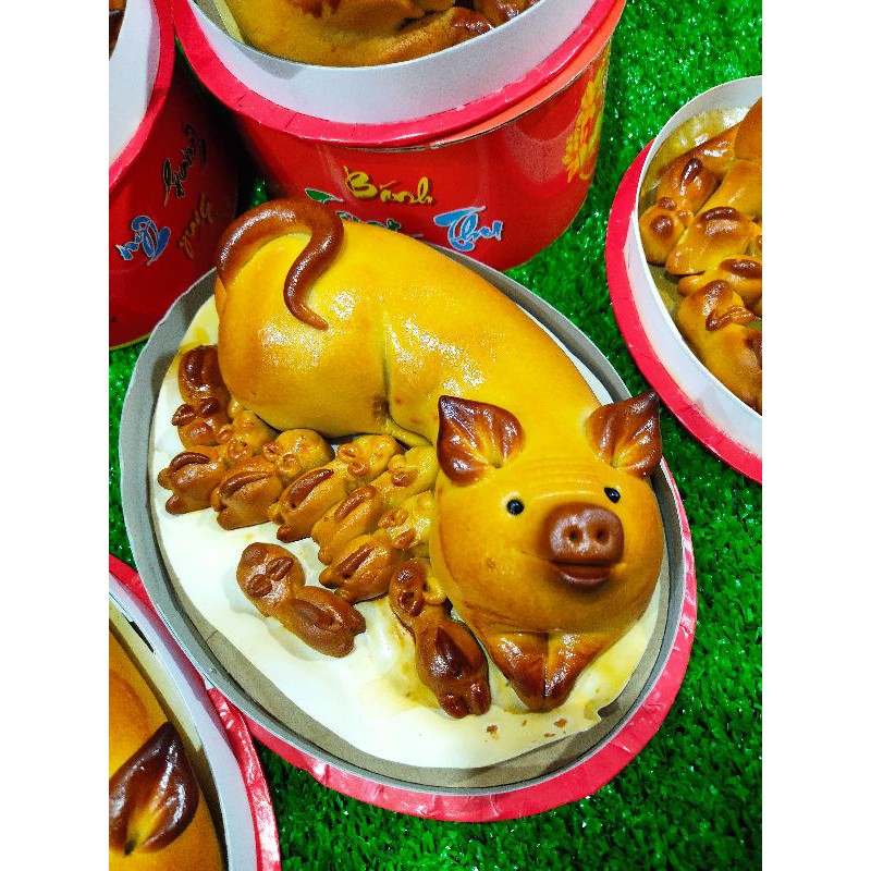Combo khách đặt - 5 Bánh nắn tay bầy heo 350g và 750g nhân đậu xanh