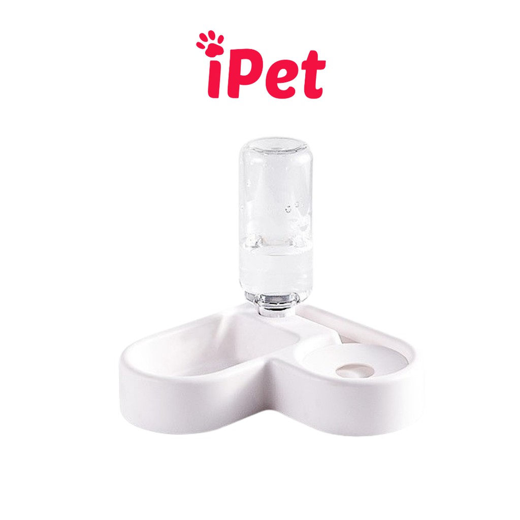 Bát Ăn Uống Tự Động Cho Chó Mèo Chữ L Trái Tim Để Góc Tường 2in1 ( Không Kèm Bình ) -  iPet Shop