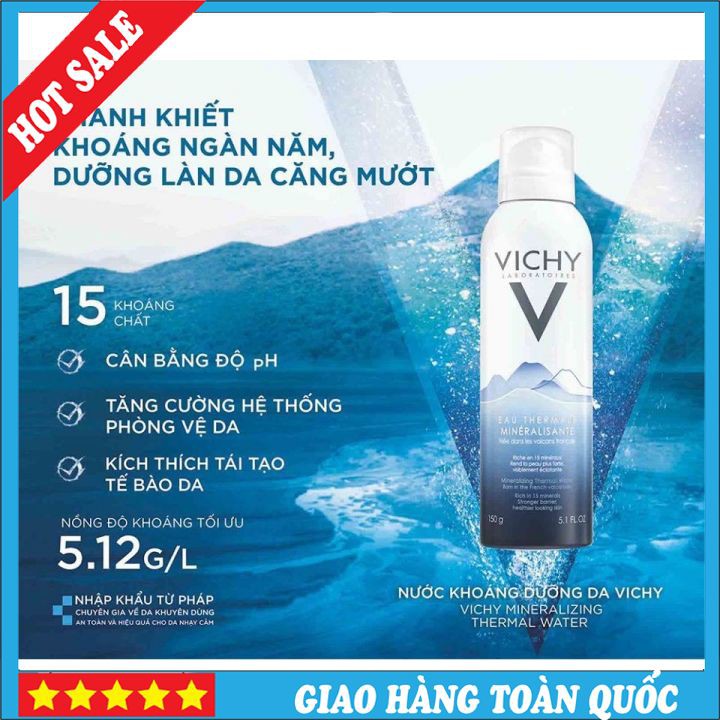 CHÍNH HÃNG Nước Xịt Khoáng Dưỡng Da Vichy Mineralizing Thermal Water 150ml - 300ml