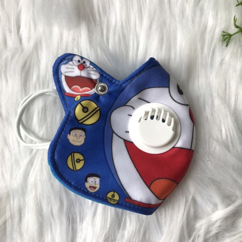 khẩu trang vải in hình 3D cho bé có van thở 1 chiều set 10 cái